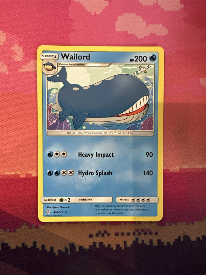 Pokemon Card Wailord Cosmic Eclipse Rare 46/236 Near Mint