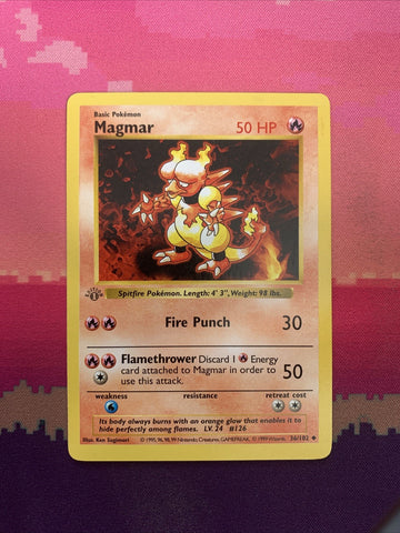 Pokemon Card Magmar Shadowless Base Set 1st Edition Uncommon 36/102 Near Mint