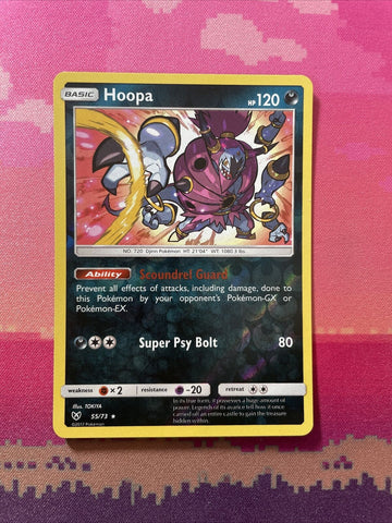 Pokemon Card Hoopa Shining Legends Reverse Holo Rare 55/73 Near Mint