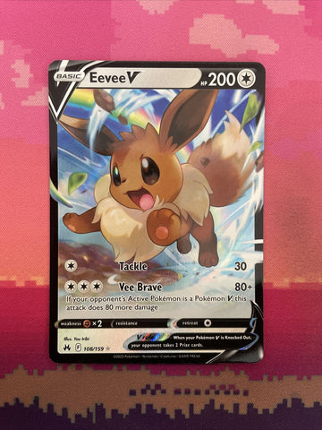 Pokemon Card Eevee V 108/159 Ultra Rare Crown Zenith Near Mint