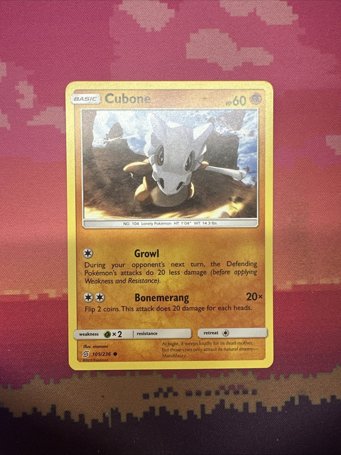 Pokemon Card Cubone Unified Minds Common 105/236 Near Mint