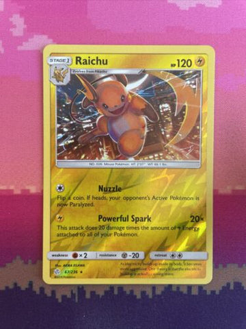 Pokemon Card Raichu Cosmic Eclipse Reverse Holo Rare 67/236 Near Mint