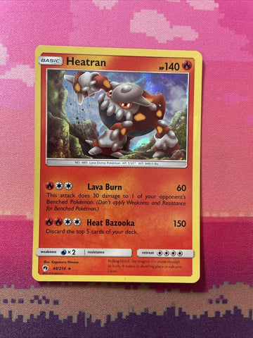 Pokemon Card Heatran Lost Thunder Holo Rare 48/214 Near Mint