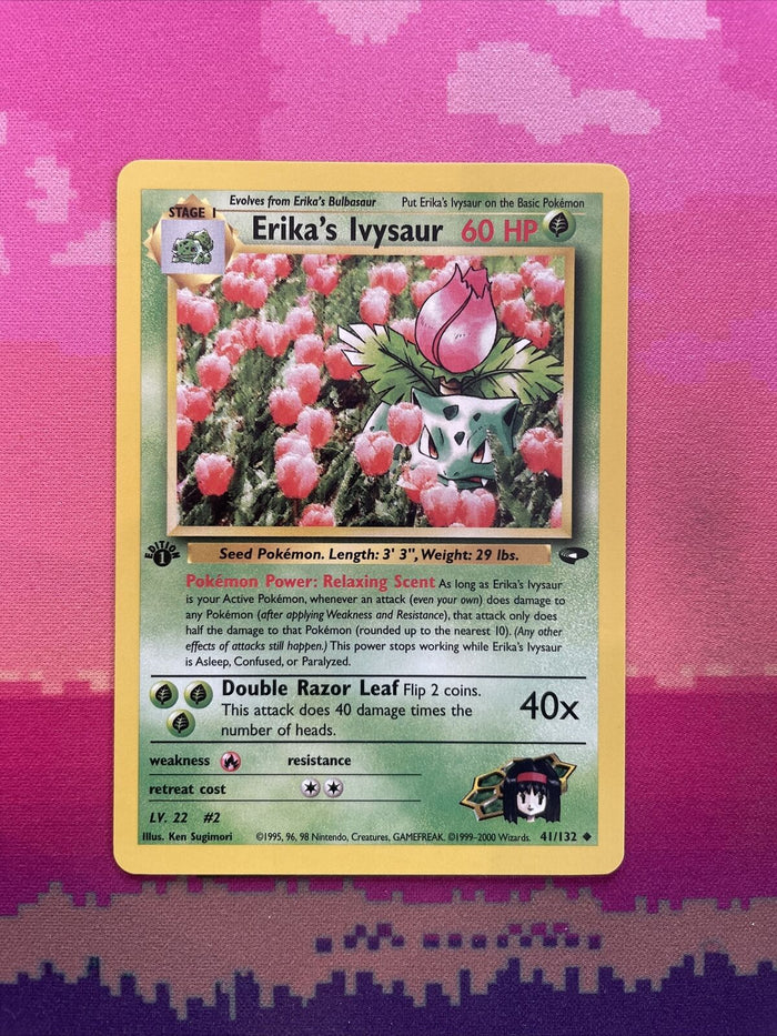 Pokemon Card Erika's Ivysaur Gym Challenge 1st Edition Uncommon 41/132 Near Mint