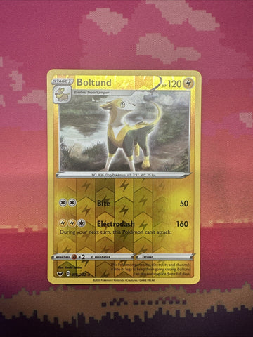 Pokemon Card Boltund Sword & Shield Reverse Holo Rare 076/202 Near Mint
