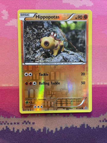 Pokemon Card Hippopotas Primal Clash Reverse Holo Common 87/160 Near Mint