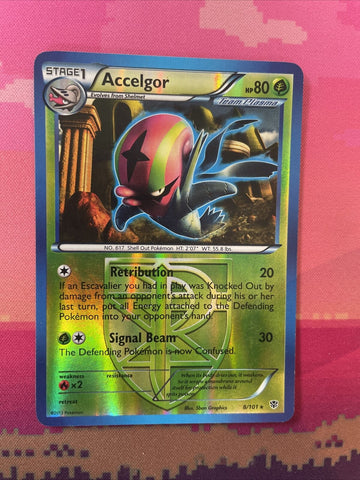 Pokemon Card Accelgor Plasma Blast Reverse Holo Rare 8/101 Near Mint