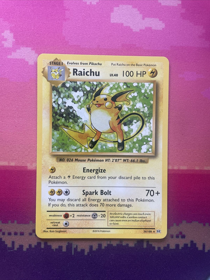 Pokemon Card Raichu Evolutions Rare 36/108 Near Mint