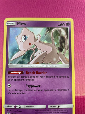Pokemon Card Mew SM215 Black Star Promo Sun & Moon Near Mint Condition (back)