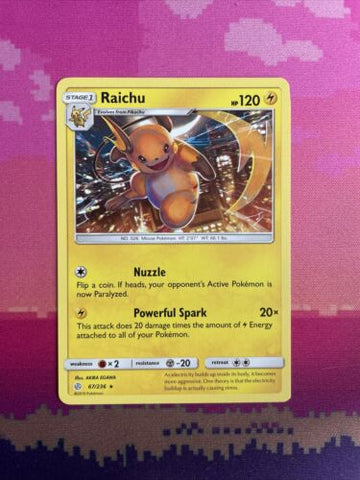 Pokemon Card Raichu Cosmic Eclipse Rare 67/236 Near Mint (back)